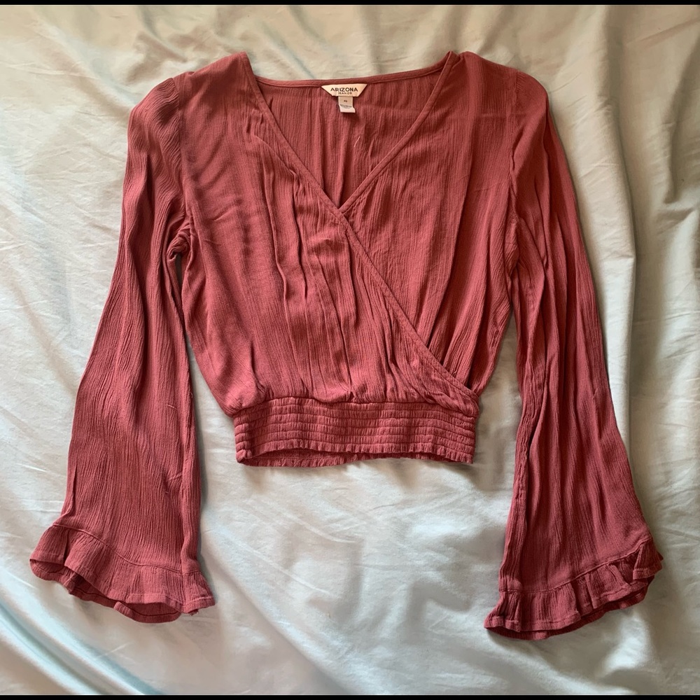 cropped pink top with sleeves